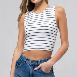 The Workshop Stripe Round Neck Crop Top - NWT Seamless Knit